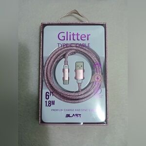 Pink Glitter Type-C Cable/Charger. Like New.